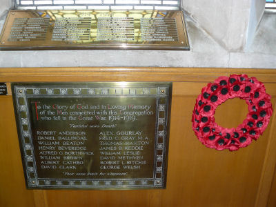 Wreath at part of War Memorial